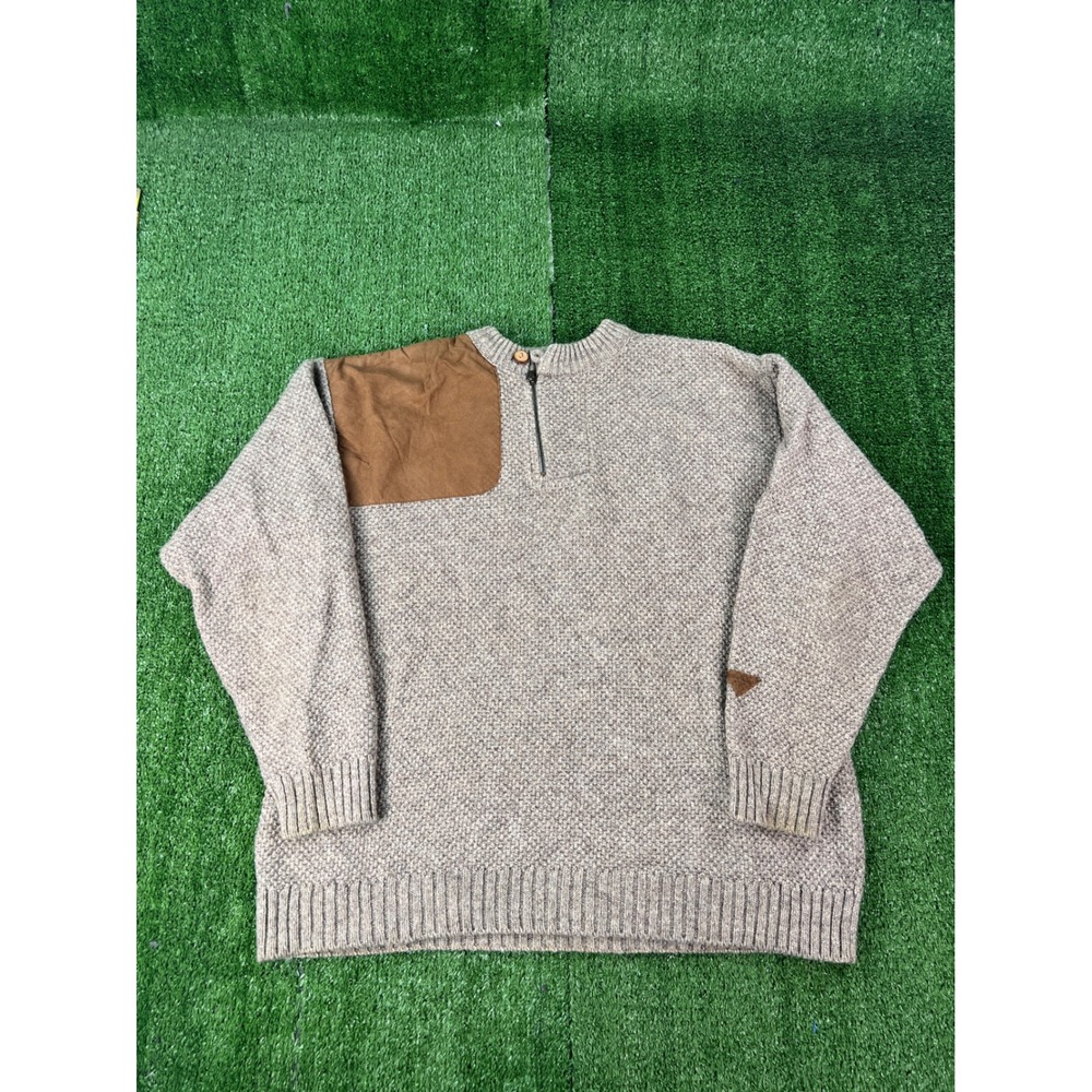 Field & Stream Mens Wool Blend Quarter Zip Shooting Sweater Beige Tan Large